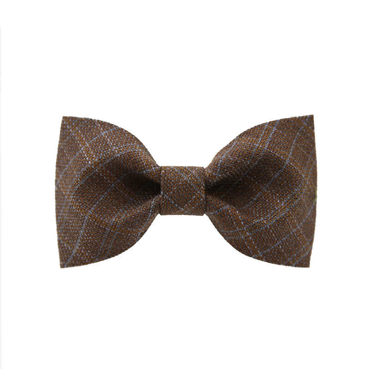 Pajarita de cuadros marrón oscuro estilo británico vintage para hombre