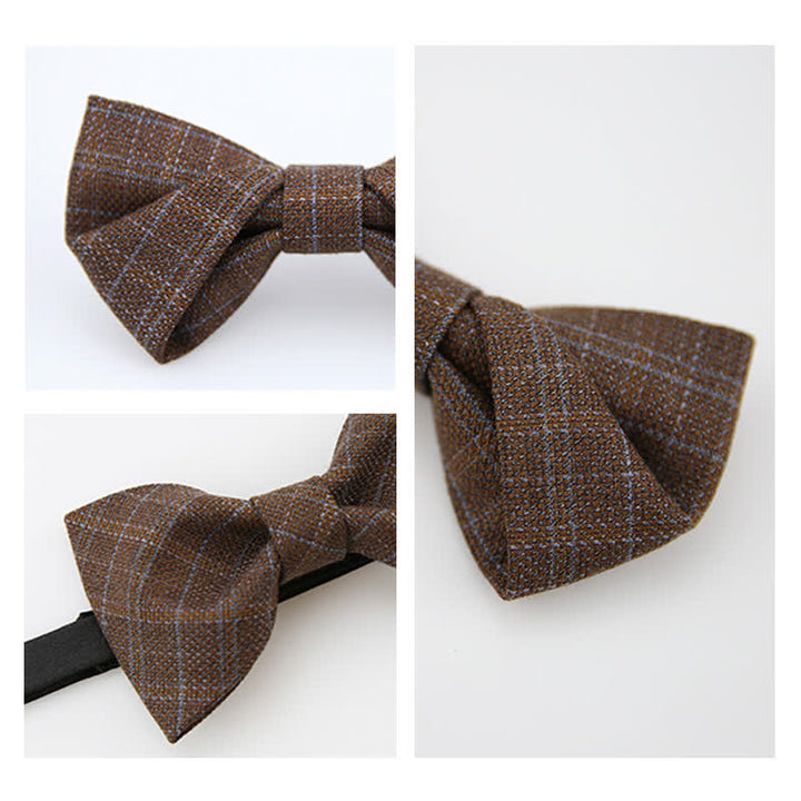 Pajarita de cuadros marrón oscuro estilo británico vintage para hombre