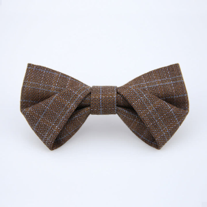 Pajarita de cuadros marrón oscuro estilo británico vintage para hombre