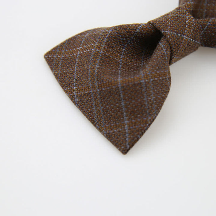 Pajarita de cuadros marrón oscuro estilo británico vintage para hombre