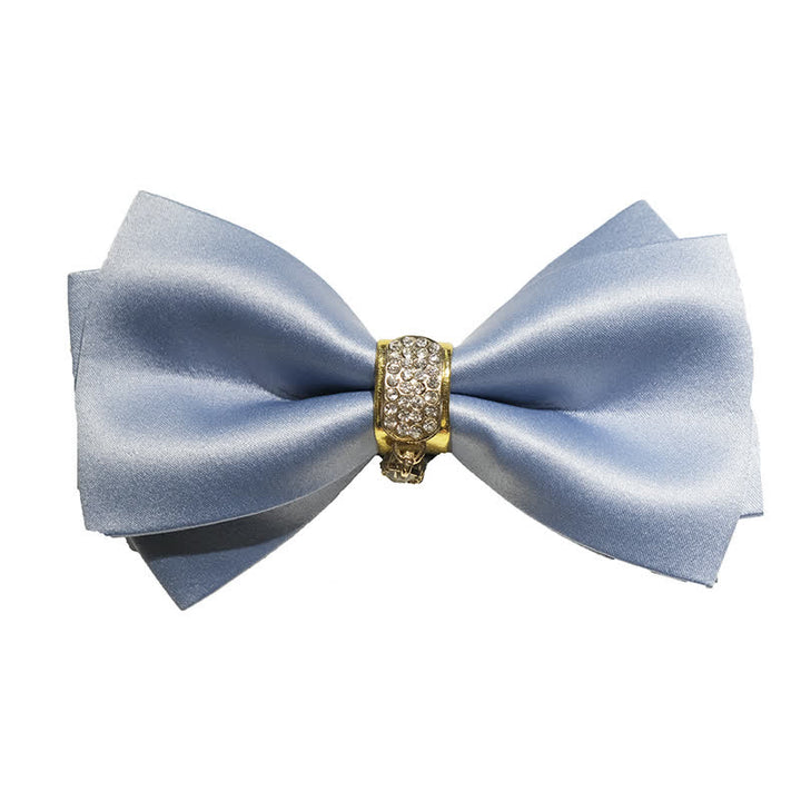 Pajarita para hombre con decoración dorada y diamantes de imitación en azul neblina