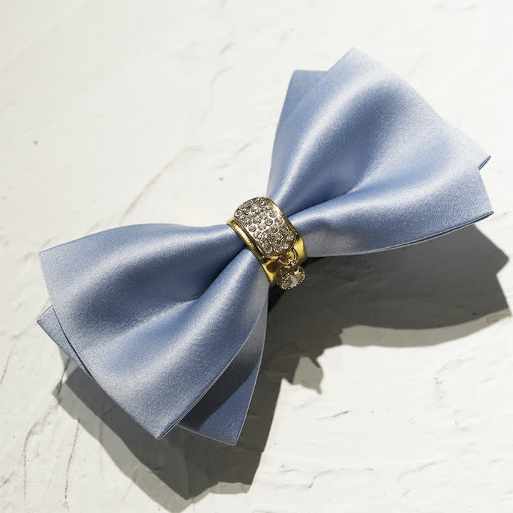 Pajarita para hombre con decoración dorada y diamantes de imitación en azul neblina