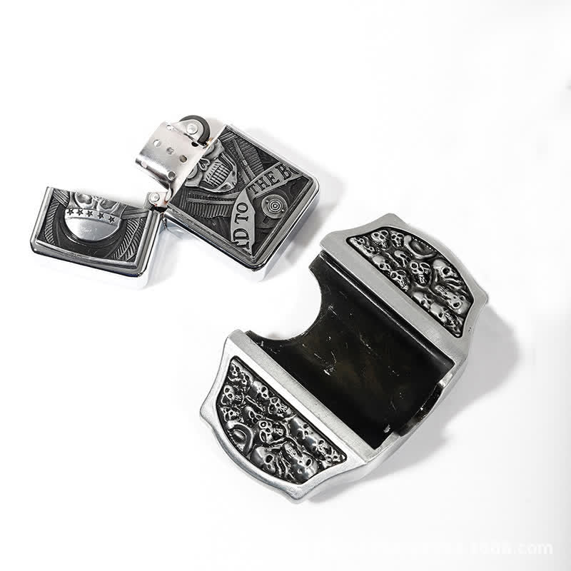 Cinturón de cuero con forma de calavera para hombre con encendedor oculto
