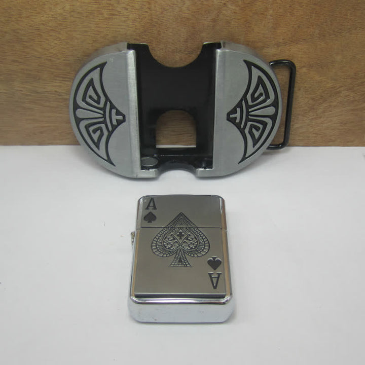 Cinturón de cuero para póquer Lucky ACE para hombre, hecho a mano, con encendedor oculto