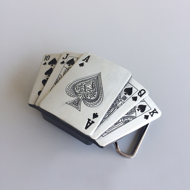 Cinturón de cuero con diseño de escalera real plateado para hombre con encendedor oculto