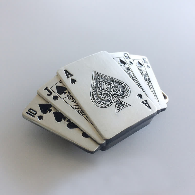 Cinturón de cuero con diseño de escalera real plateado para hombre con encendedor oculto