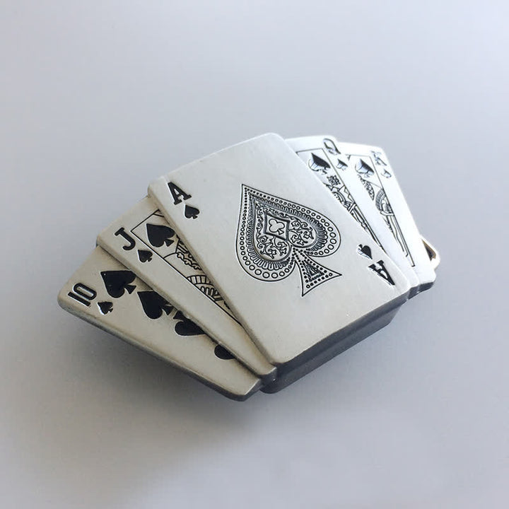 Cinturón de cuero con diseño de escalera real plateado para hombre con encendedor oculto