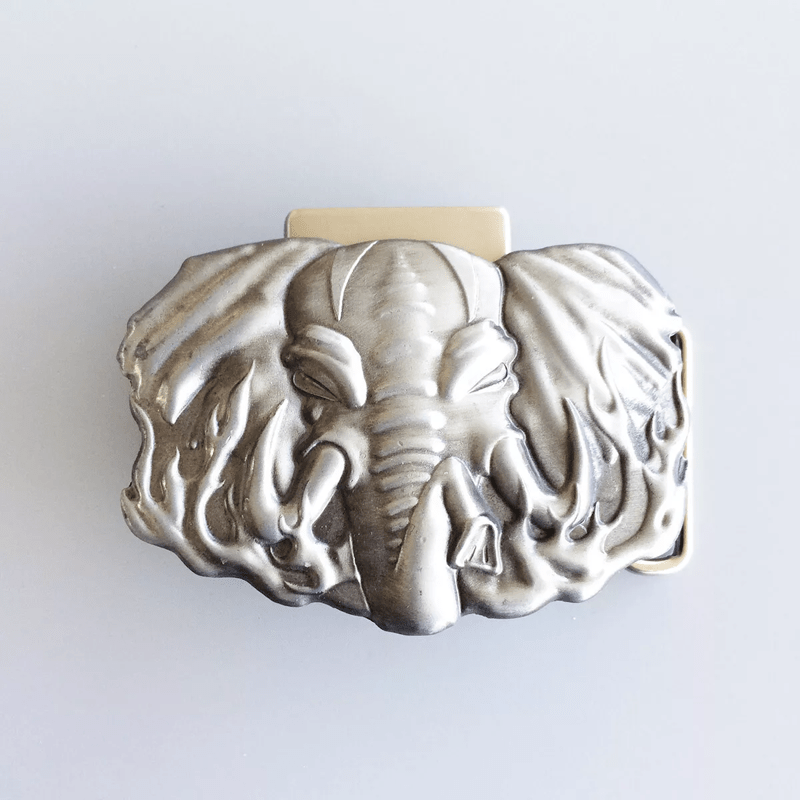 Cinturón de piel de elefante plateado con encendedor oculto para hombre