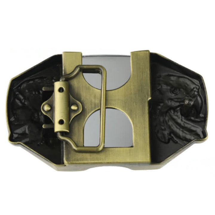 Cinturón de cuero con triple águila de bronce para hombre con encendedor oculto