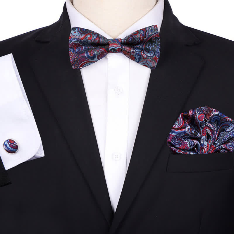 Conjunto de 3 pajaritas formales de bolsillo con diseño de cachemira y jacquard para hombre