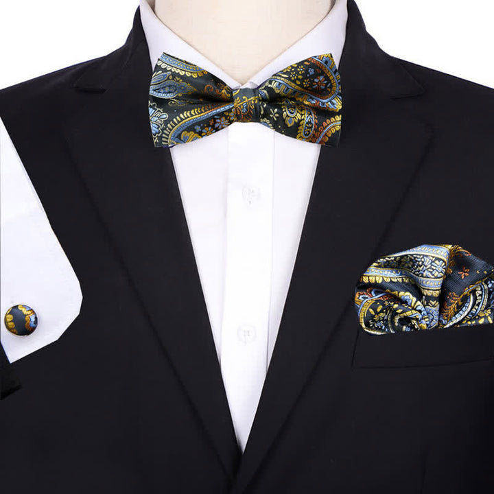 Conjunto de 3 pajaritas formales de bolsillo con diseño de cachemira y jacquard para hombre