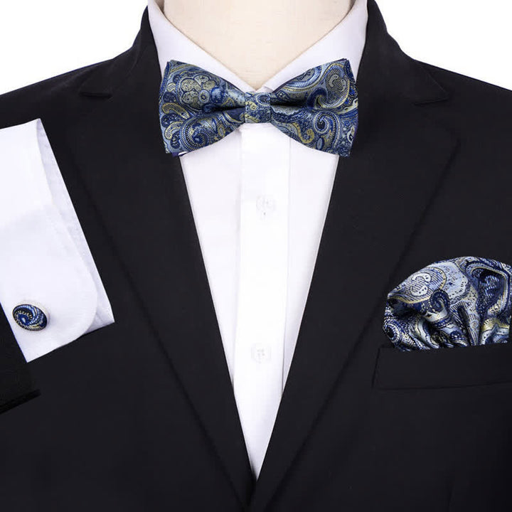 Conjunto de 3 pajaritas formales de bolsillo con diseño de cachemira y jacquard para hombre
