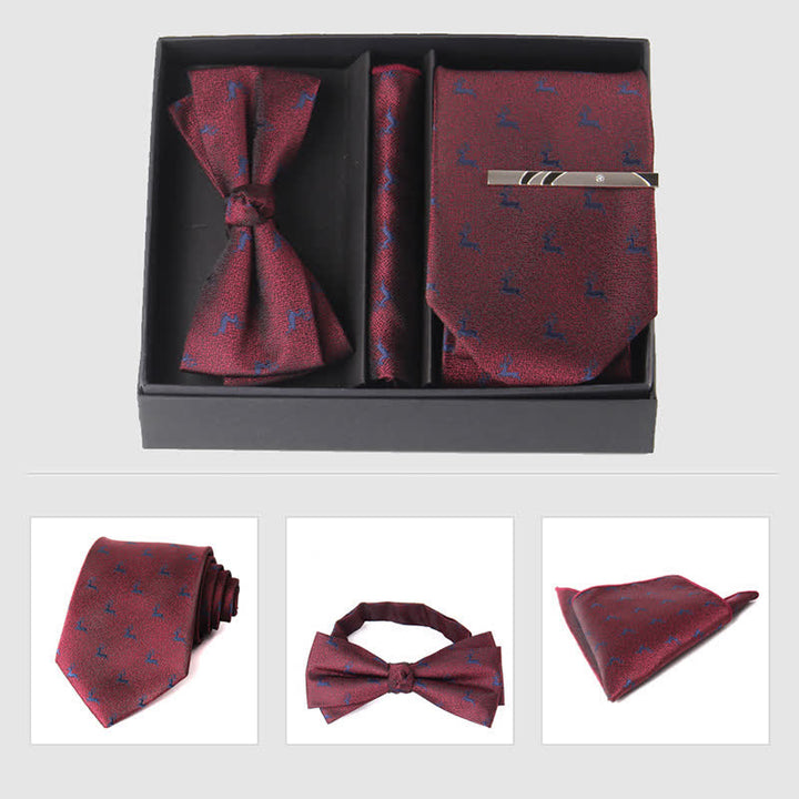 Conjunto de 3 pajaritas cuadradas de bolsillo de color burdeos para hombre