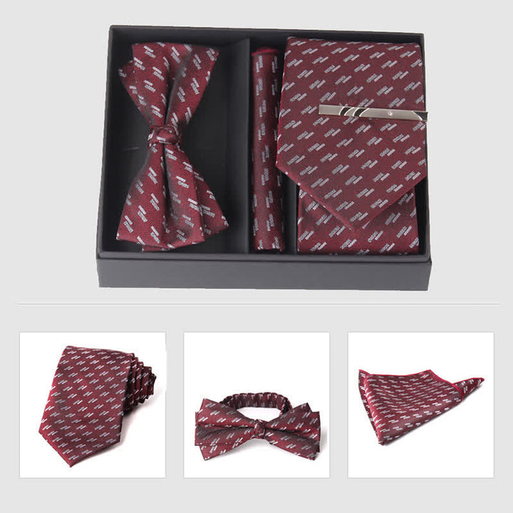 Conjunto de 3 pajaritas cuadradas de bolsillo de color burdeos para hombre