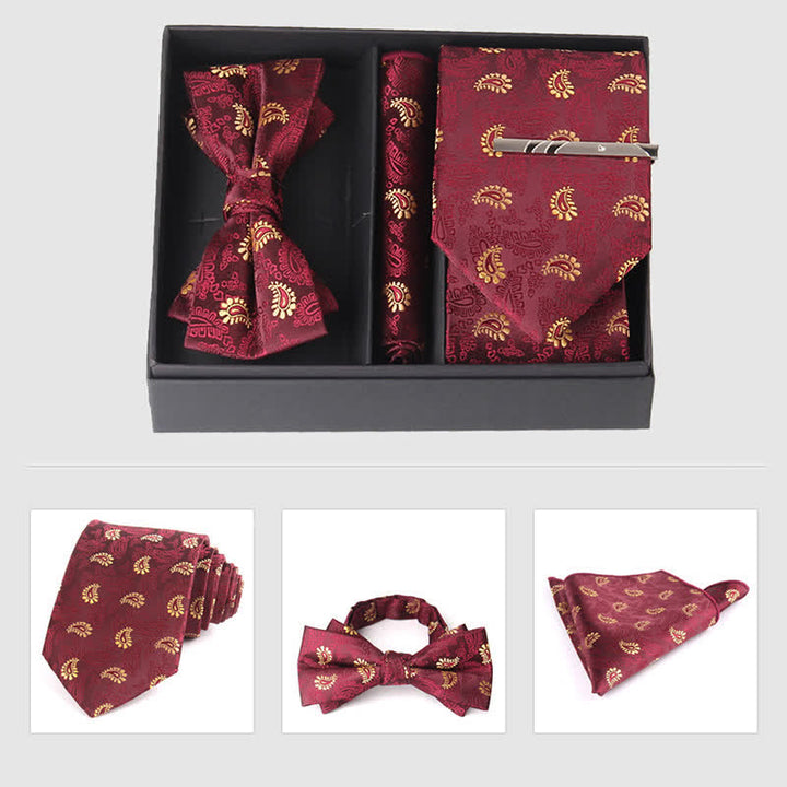 Conjunto de 3 pajaritas cuadradas de bolsillo de color burdeos para hombre