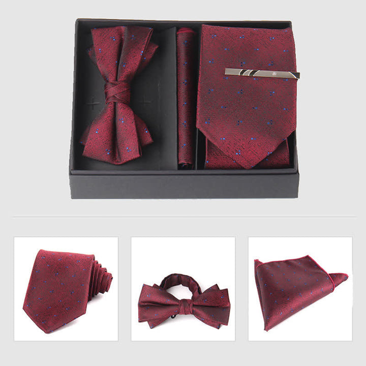 Conjunto de 3 pajaritas cuadradas de bolsillo de color burdeos para hombre