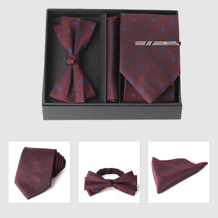 Conjunto de 3 pajaritas cuadradas de bolsillo de color burdeos para hombre