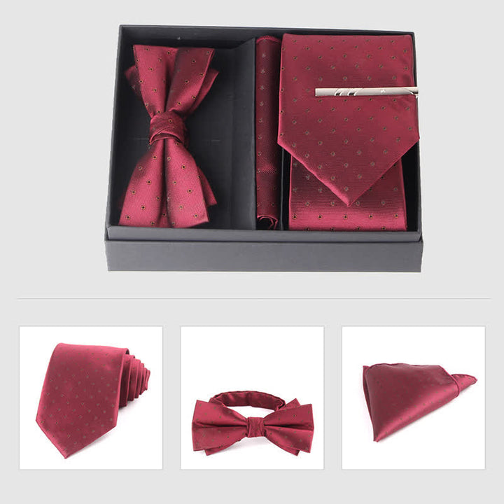 Conjunto de 3 pajaritas cuadradas de bolsillo de color burdeos para hombre