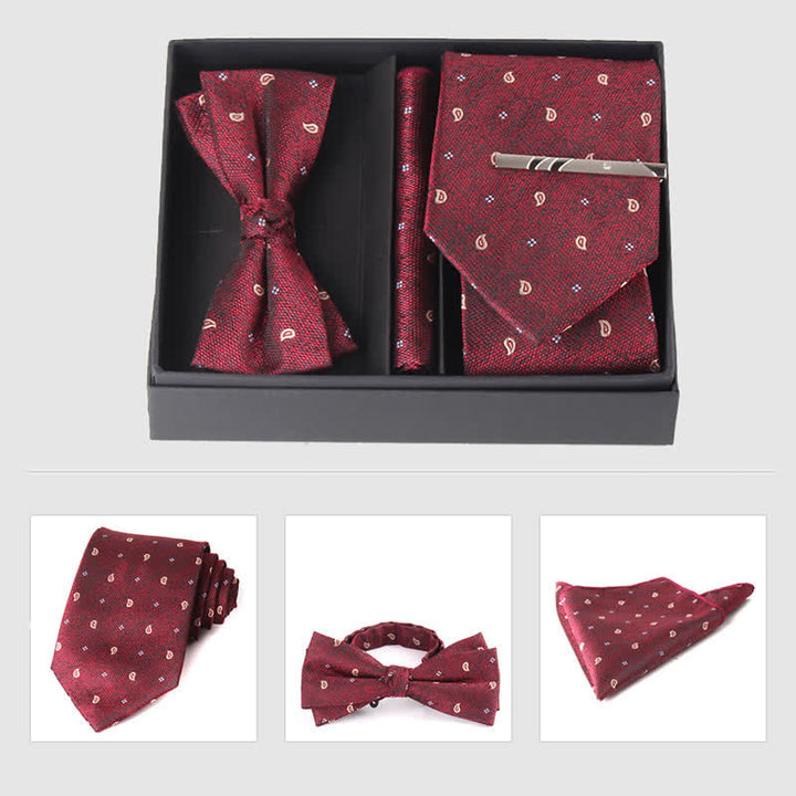 Conjunto de 3 pajaritas cuadradas de bolsillo de color burdeos para hombre