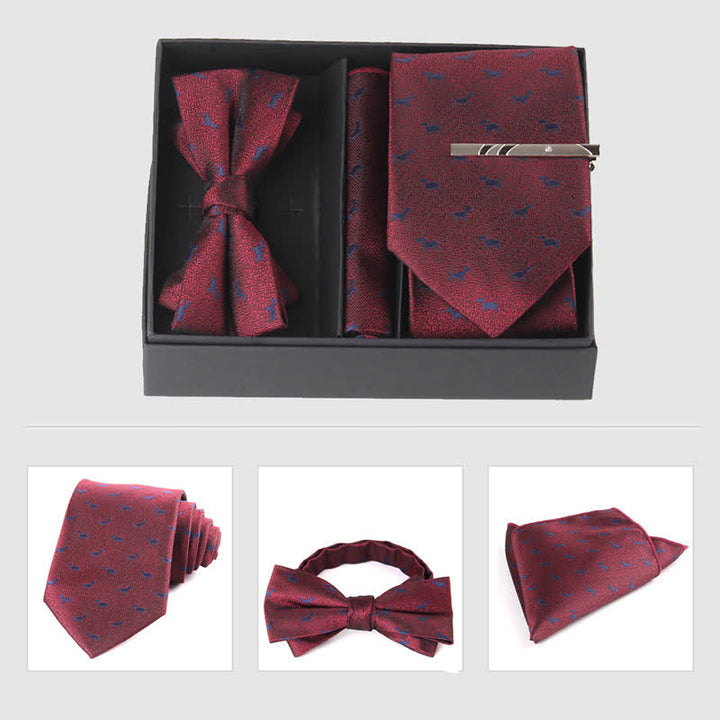 Conjunto de 3 pajaritas cuadradas de bolsillo de color burdeos para hombre