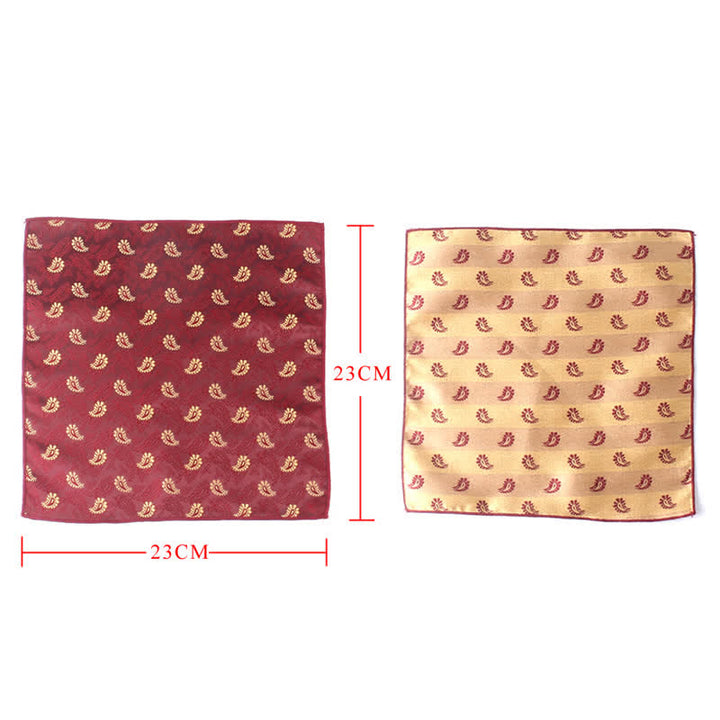 Conjunto de 3 pajaritas cuadradas de bolsillo de color burdeos para hombre