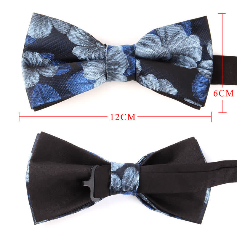 Conjunto de 2 pajaritas cuadradas de bolsillo con estampado floral azul y azul marino para hombre