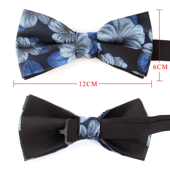 Conjunto de 2 pajaritas cuadradas de bolsillo con estampado floral azul y azul marino para hombre
