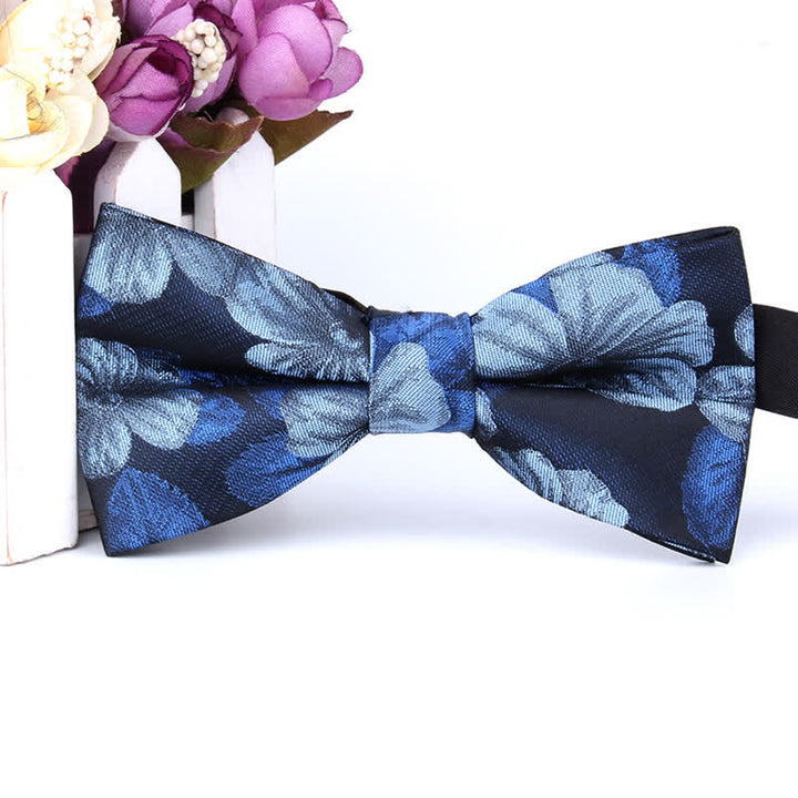 Conjunto de 2 pajaritas cuadradas de bolsillo con estampado floral azul y azul marino para hombre