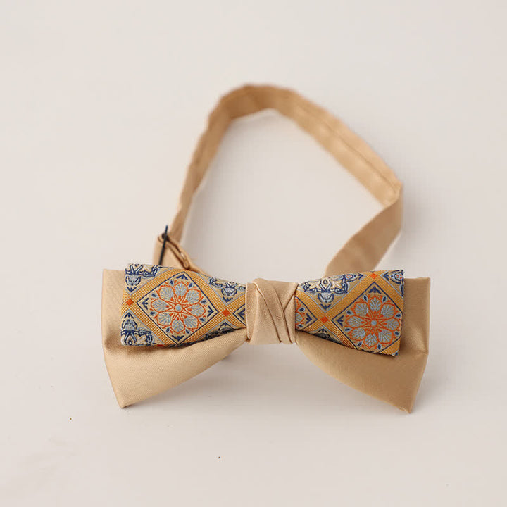 Pajarita con diseño de patchwork floral de dos capas para hombre