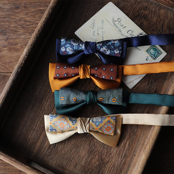 Pajarita con diseño de patchwork floral de dos capas para hombre