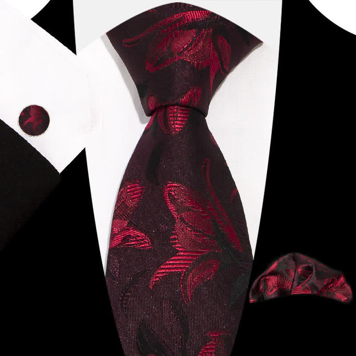Conjunto de 3 corbatas elegantes y exquisitas con estampado floral para hombre
