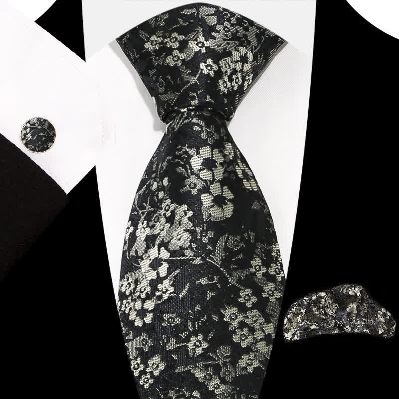 Conjunto de 3 corbatas elegantes y exquisitas con estampado floral para hombre