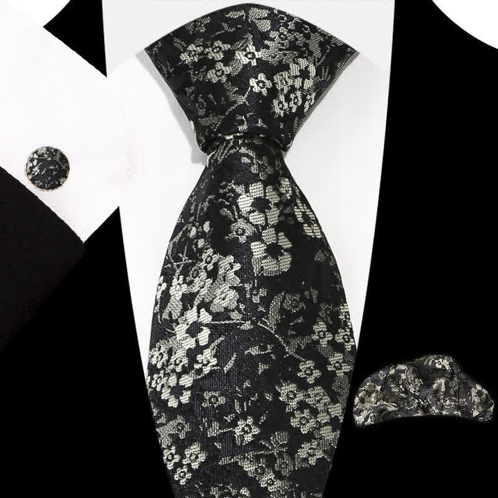 Conjunto de 3 corbatas elegantes y exquisitas con estampado floral para hombre