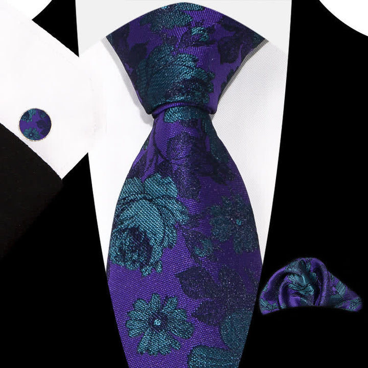 Conjunto de 3 corbatas elegantes y exquisitas con estampado floral para hombre