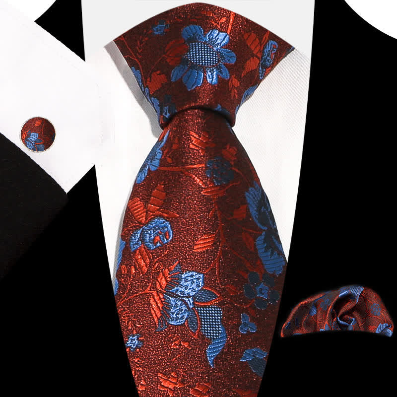 Conjunto de 3 corbatas elegantes y exquisitas con estampado floral para hombre