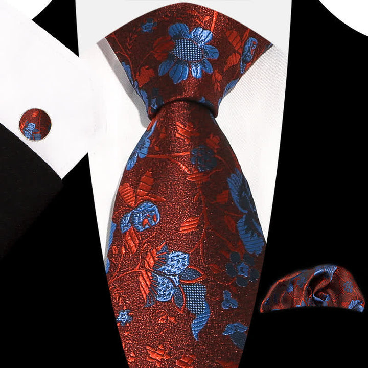 Conjunto de 3 corbatas elegantes y exquisitas con estampado floral para hombre