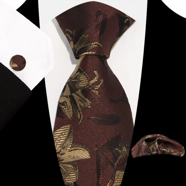 Conjunto de 3 corbatas elegantes y exquisitas con estampado floral para hombre