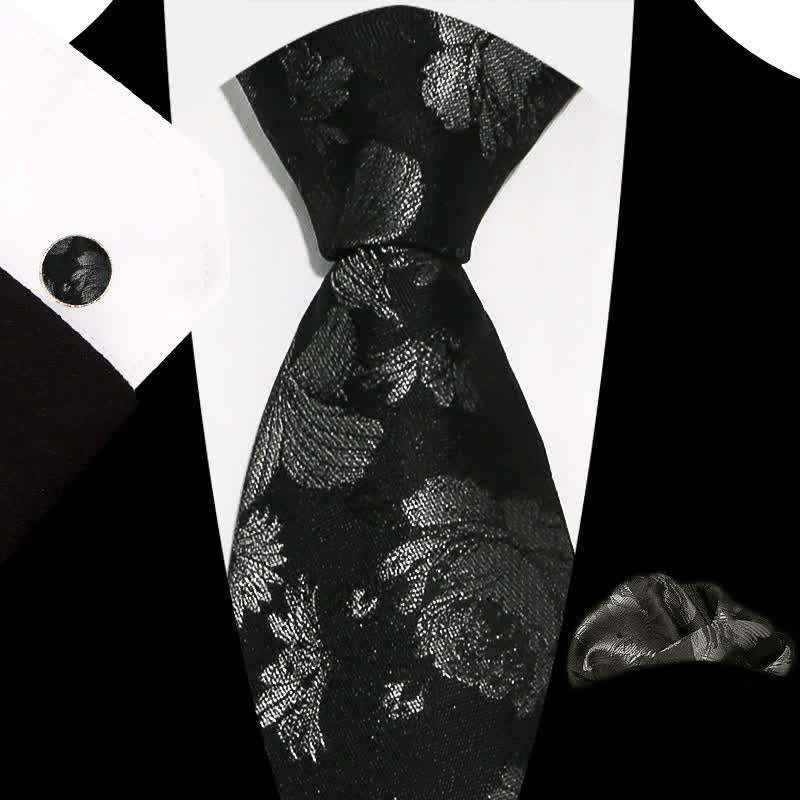 Conjunto de 3 corbatas elegantes y exquisitas con estampado floral para hombre