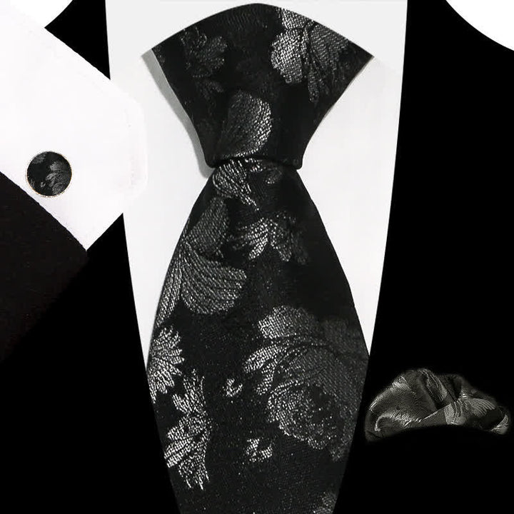 Conjunto de 3 corbatas elegantes y exquisitas con estampado floral para hombre
