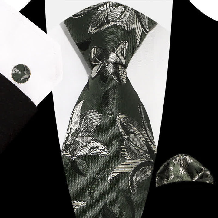 Conjunto de 3 corbatas elegantes y exquisitas con estampado floral para hombre