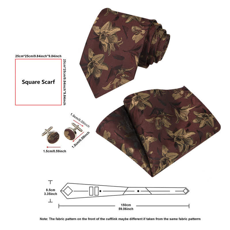 Conjunto de 3 corbatas elegantes y exquisitas con estampado floral para hombre