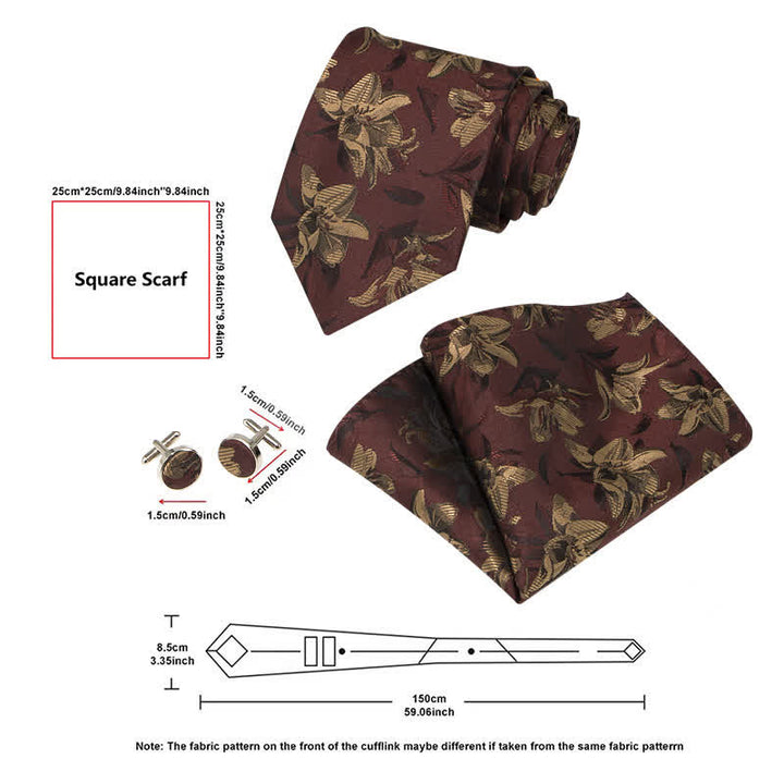 Conjunto de 3 corbatas elegantes y exquisitas con estampado floral para hombre