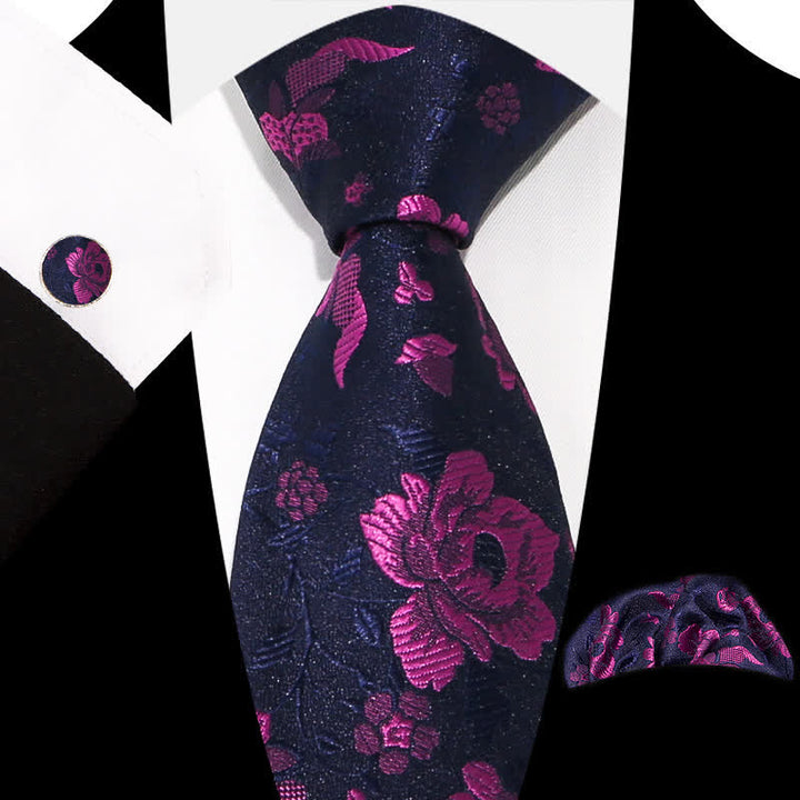 Conjunto de 3 corbatas elegantes y exquisitas con estampado floral para hombre