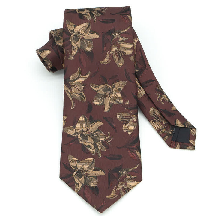 Conjunto de 3 corbatas elegantes y exquisitas con estampado floral para hombre