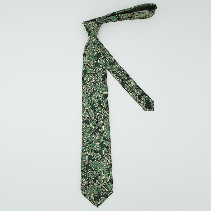 Conjunto de 3 corbatas de cachemira en tonos verdes y negros para hombre