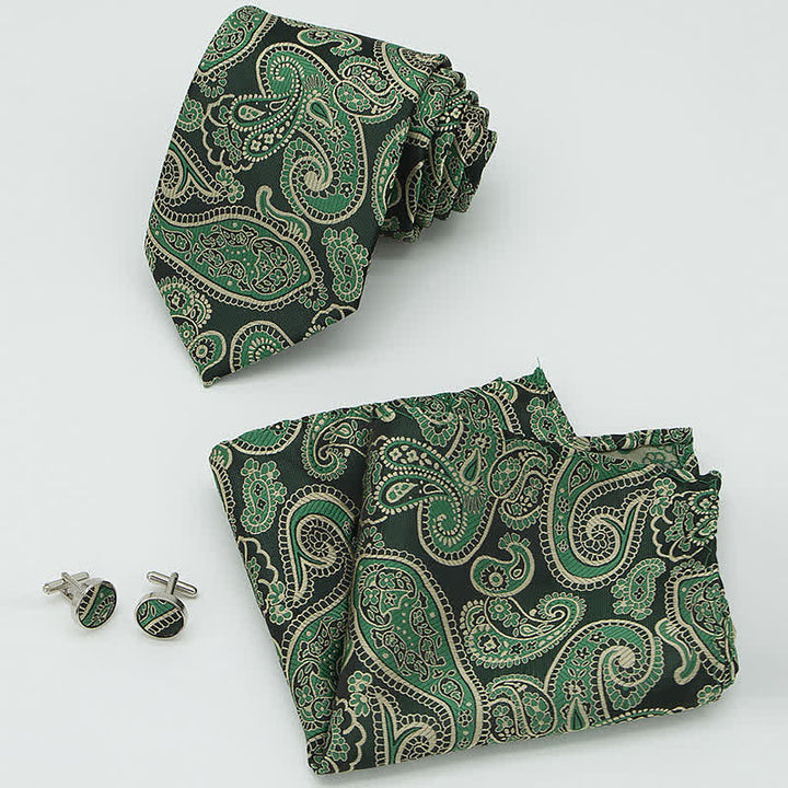 Conjunto de 3 corbatas de cachemira en tonos verdes y negros para hombre
