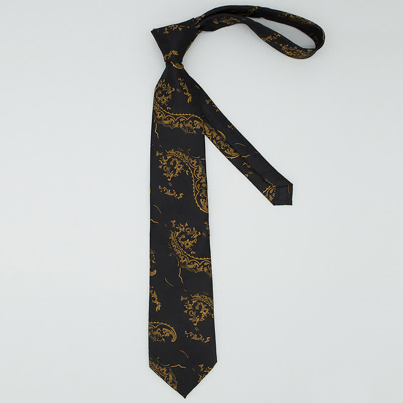 Conjunto de 3 corbatas para hombre con exquisito bordado de cachemira en dorado y negro