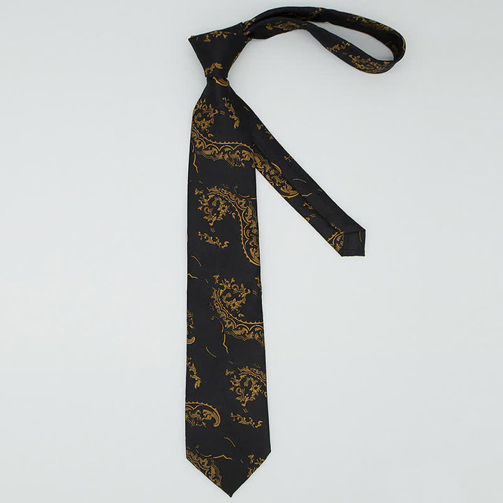 Conjunto de 3 corbatas para hombre con exquisito bordado de cachemira en dorado y negro