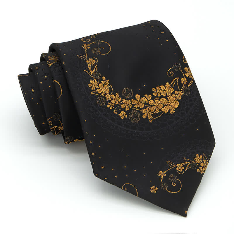 Conjunto de 3 corbatas para hombre con exquisito bordado de cachemira en dorado y negro