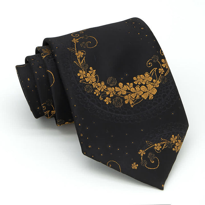Conjunto de 3 corbatas para hombre con exquisito bordado de cachemira en dorado y negro